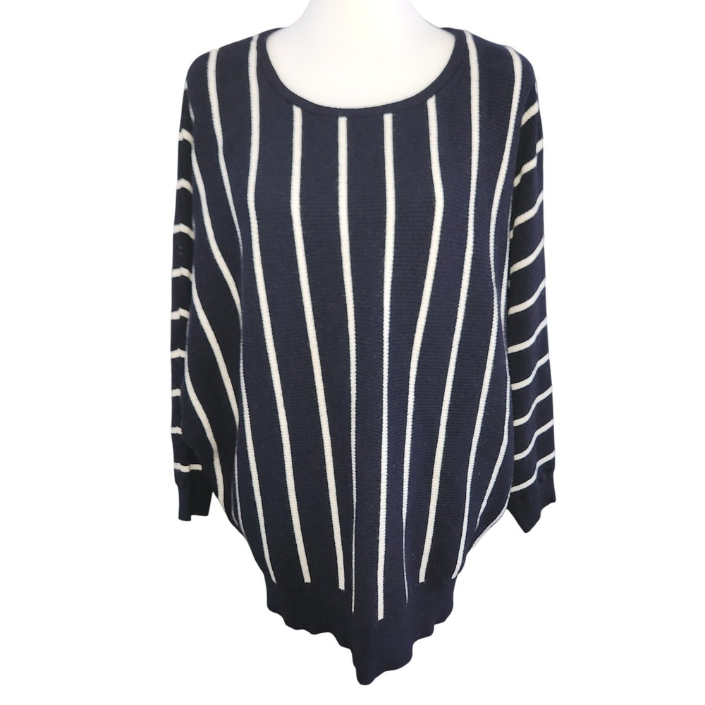 Philosophy Woman Black & White‎ Stripe Oversized Knit Sweater Plus Size 3X